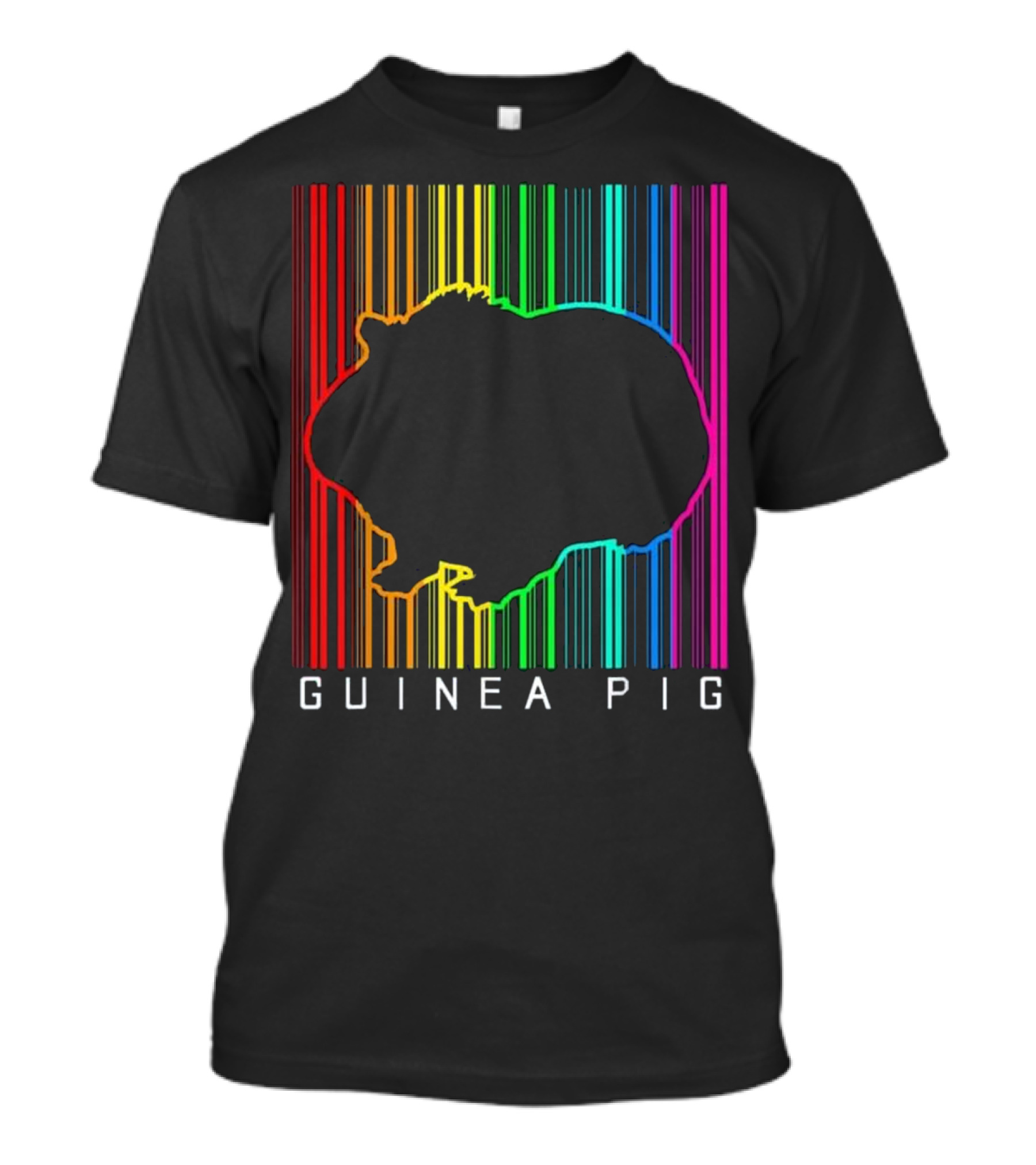 Guinea Pig Rainbow Barcode Silhouette Techno EDM Animal T-Shirt