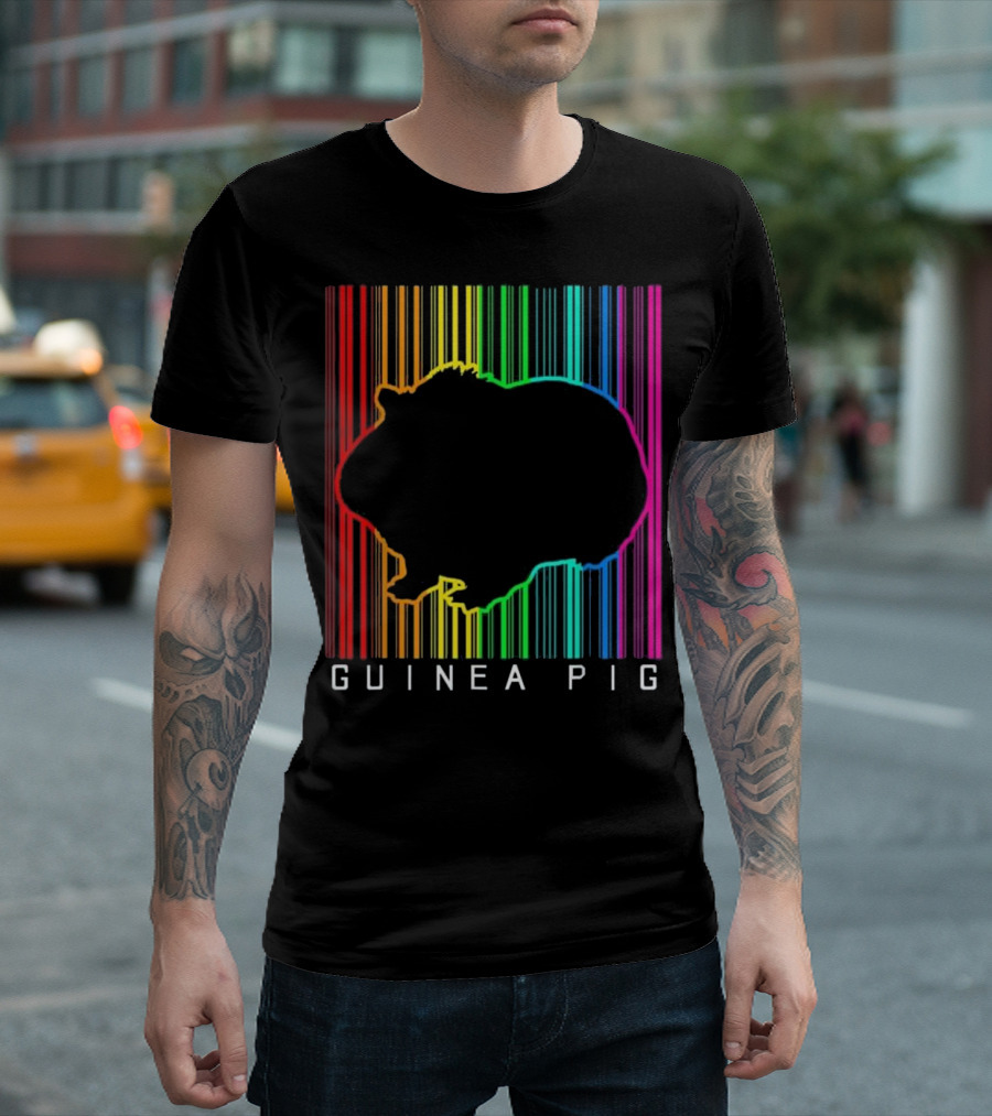 Guinea Pig Rainbow Barcode Silhouette Techno EDM Animal T-Shirt