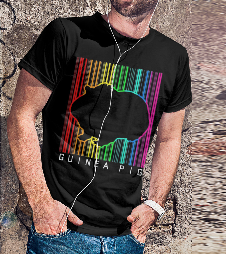 Guinea Pig Rainbow Barcode Silhouette Techno EDM Animal T-Shirt