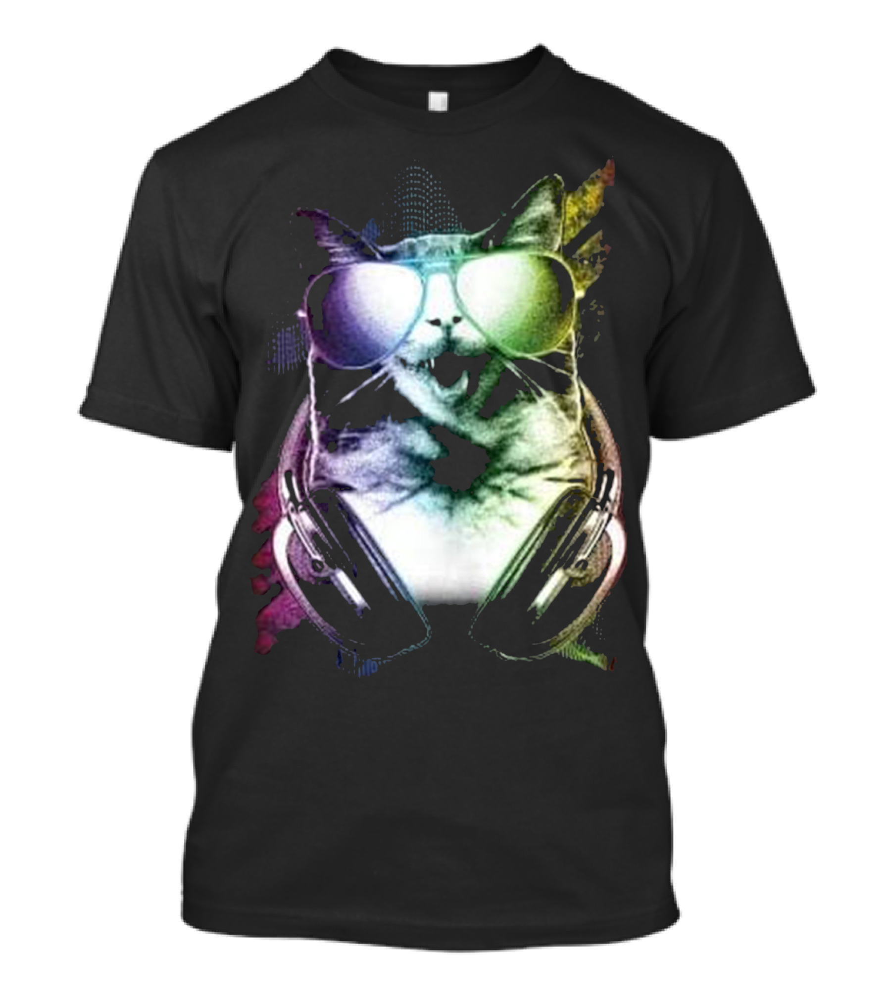 DJ Music Rave Cat With Headphones And Sunglasses T-Shirt