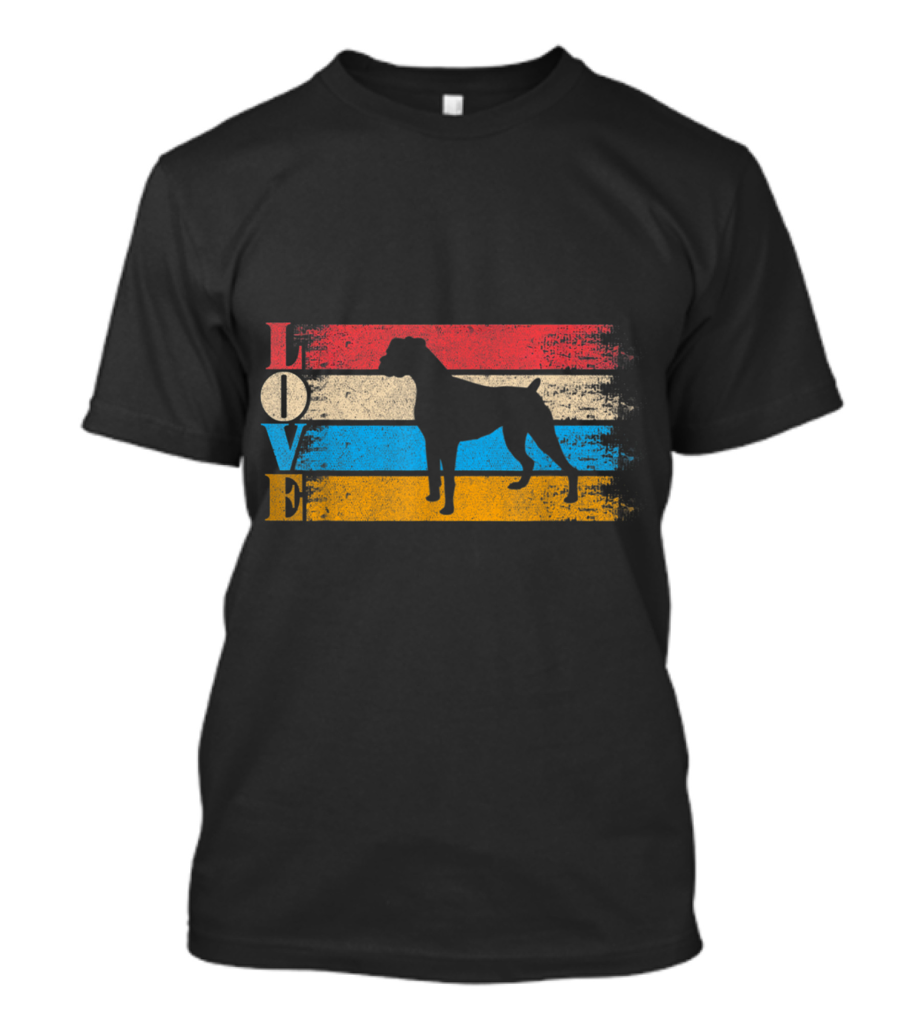 Retro Striped Love Boxer Dog T-Shirt