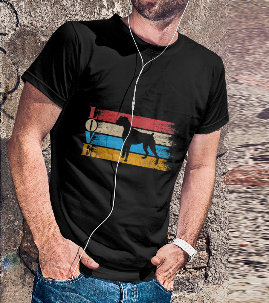 Retro Striped Love Boxer Dog T-Shirt