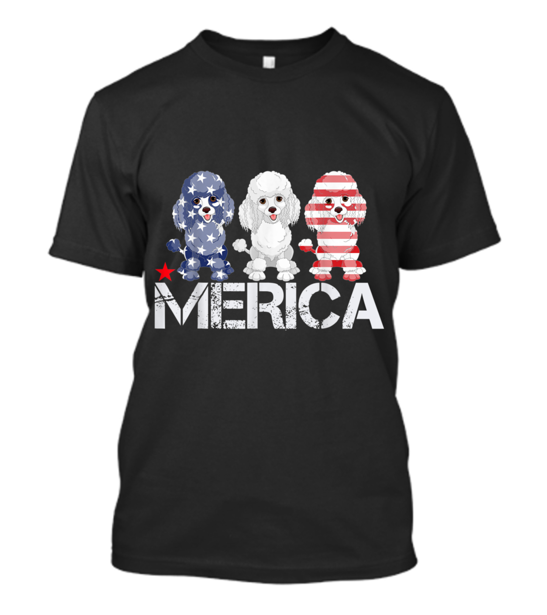 Merica Star-Spangled Poodle Trio USA Flag T-Shirt
