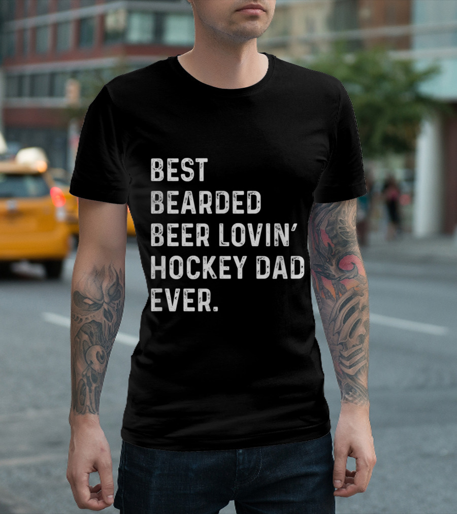 Best Bearded Beer Lovin' Hockey Dad Ever Mens T-Shirt