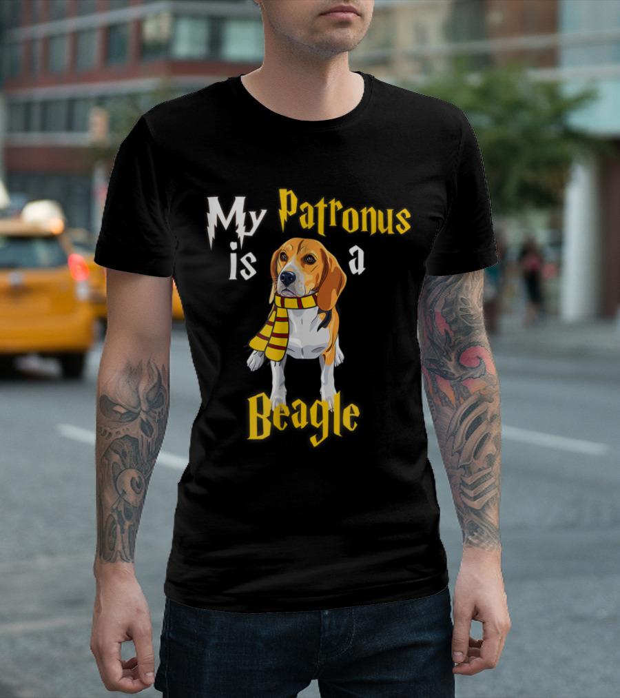 My Patronus Is a Beagle with Wizardry Theme and Magic Dog Scarf T-Shirt