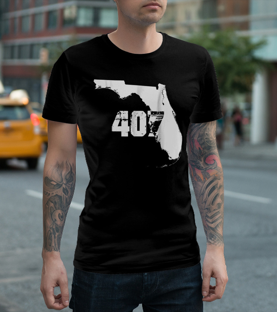 Florida State Map 407 Area Code Orlando T-Shirt