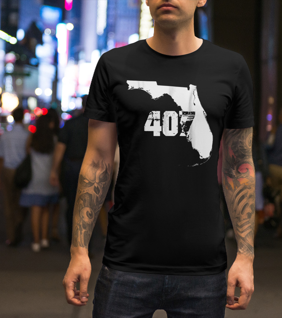 Florida State Map 407 Area Code Orlando T-Shirt