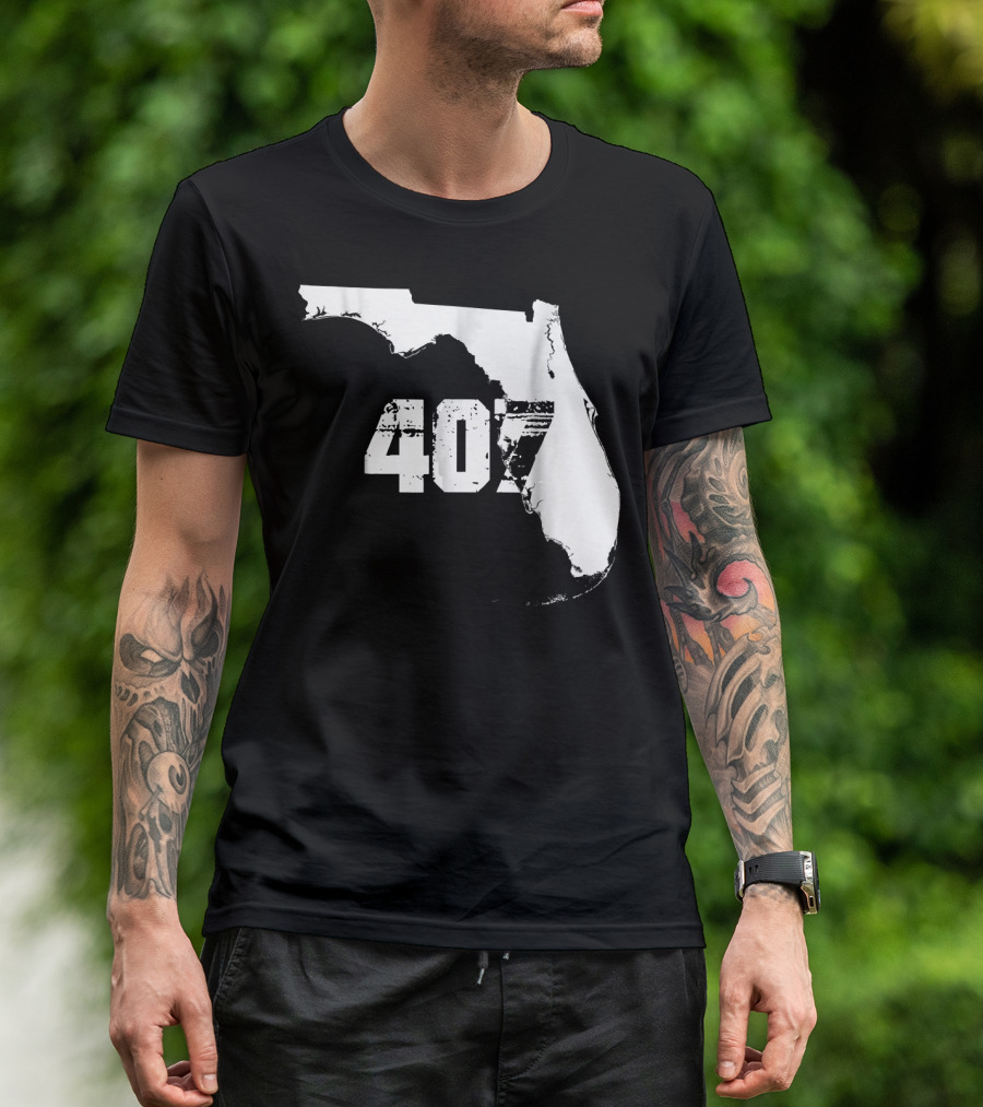 Florida State Map 407 Area Code Orlando T-Shirt