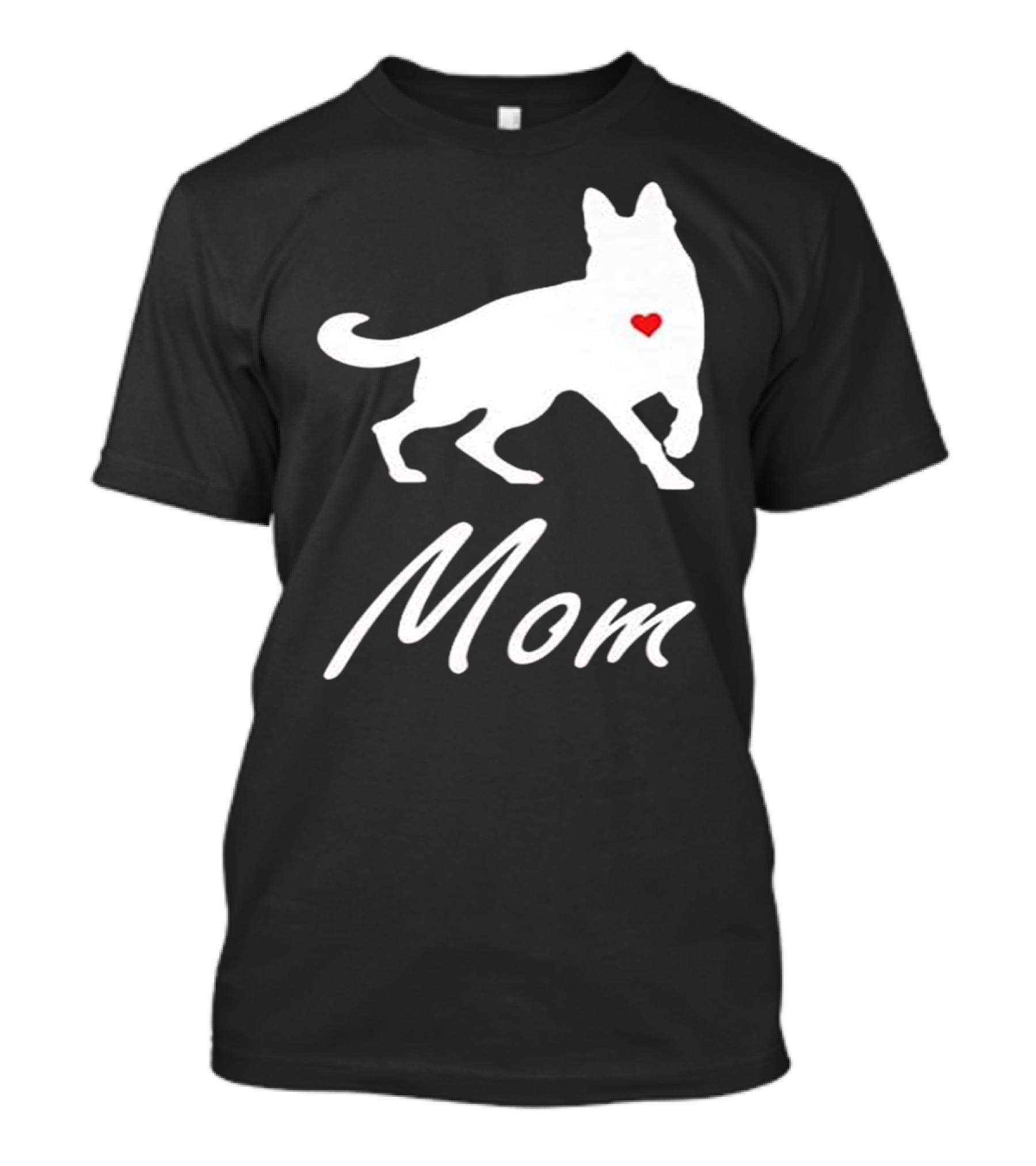 Mom German Shepherd Silhouette With Heart Accent T-Shirt