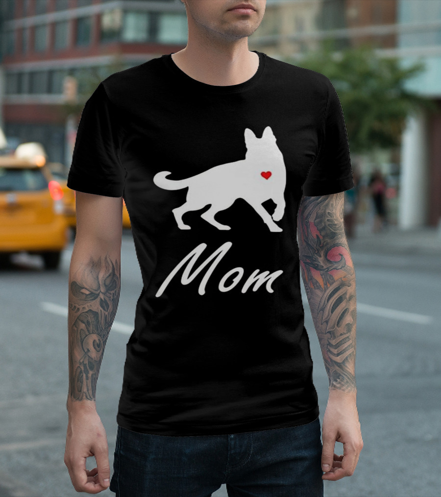 Mom German Shepherd Silhouette With Heart Accent T-Shirt