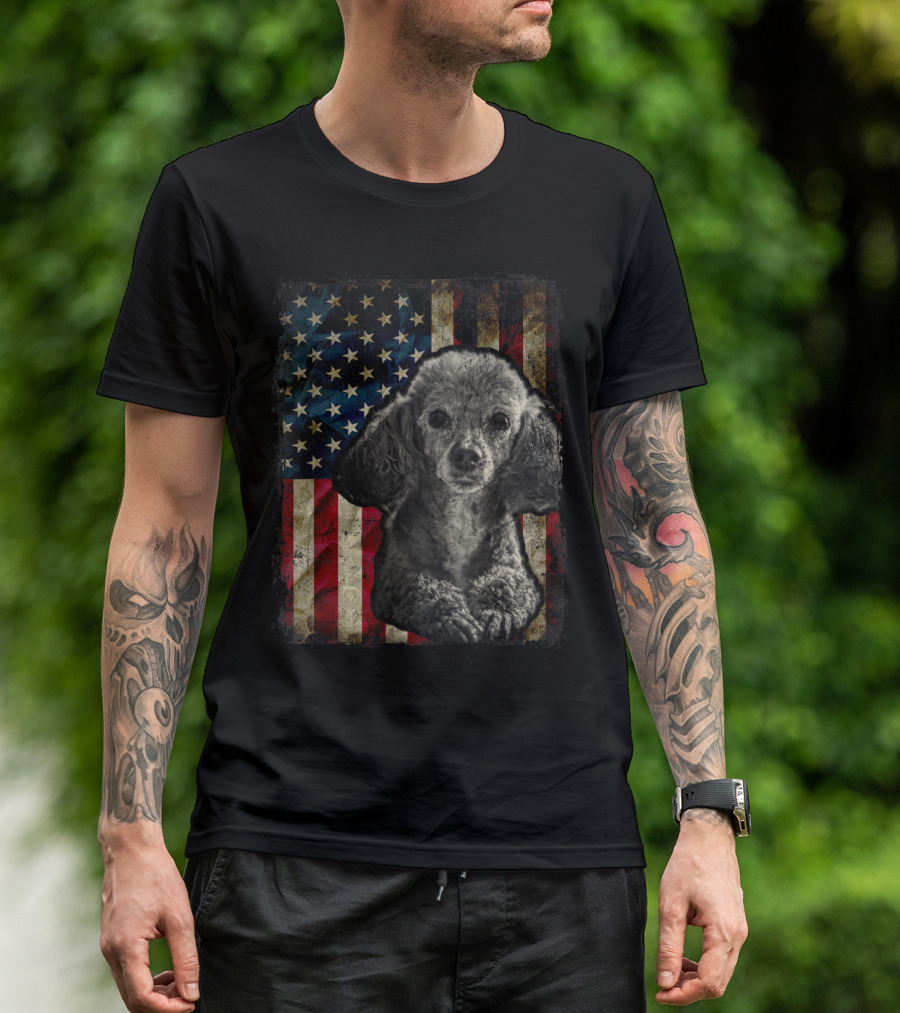 Poodle Dog 4th Of July American Flag Patriotic T-Shirt