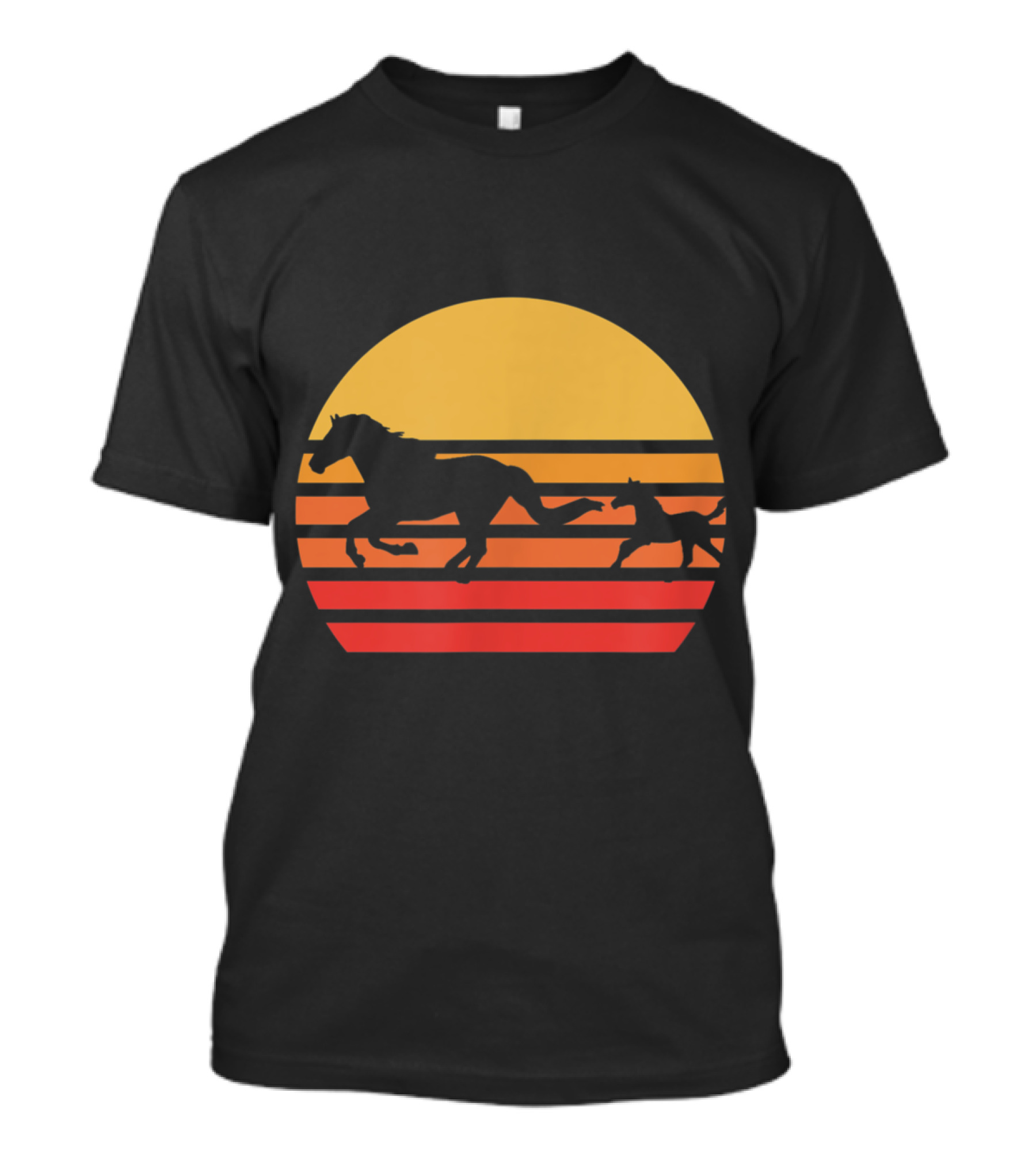 Running Horses In A Sunset Silhouette On Black Background Horse Love T-Shirt