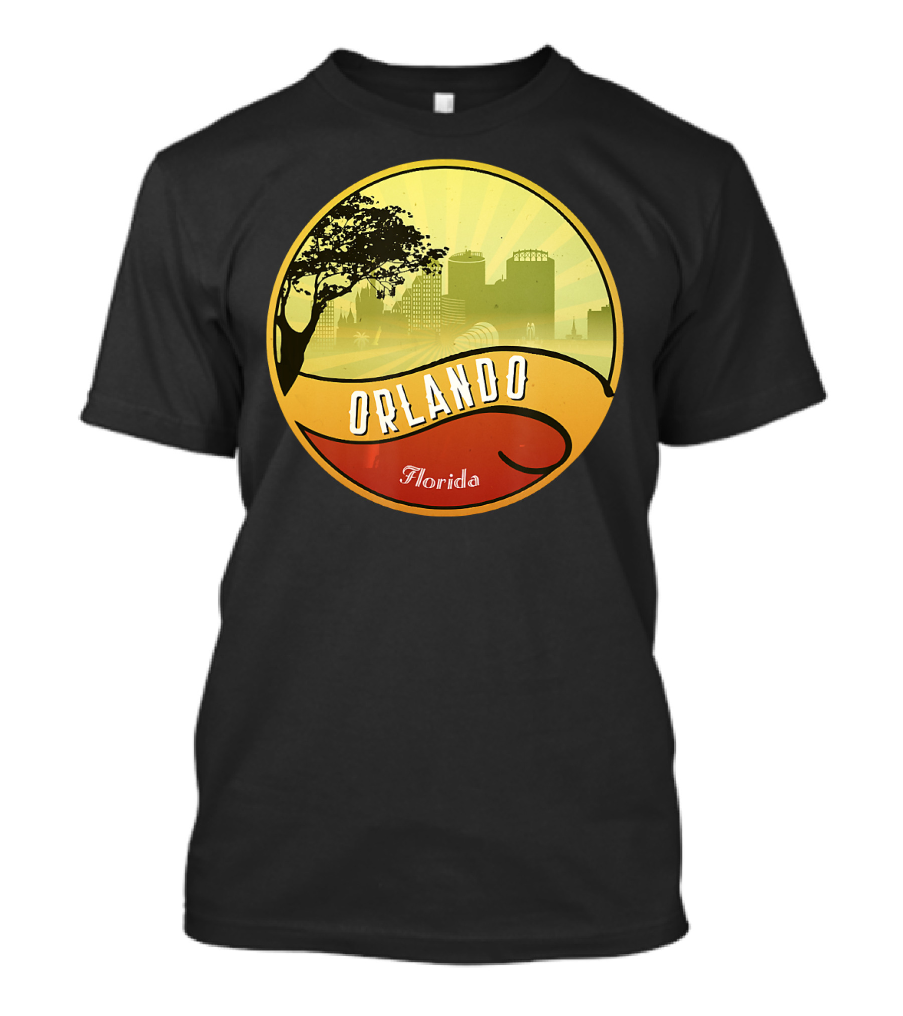 Orlando Florida City Skyline Silhouette With Tree And Modern Buildings T-Shirt