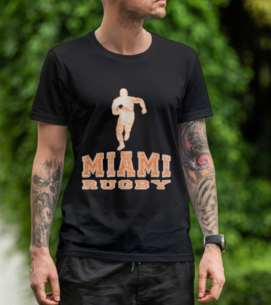 Vintage Miami Rugby Graphic With Running Player T-Shirt