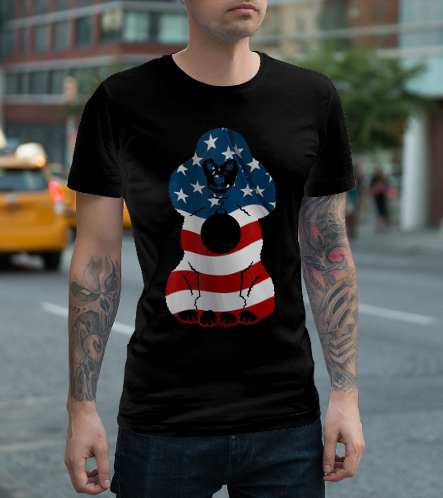Patriotic Poodle Dog with American Flag Design for 4th of July T-Shirt