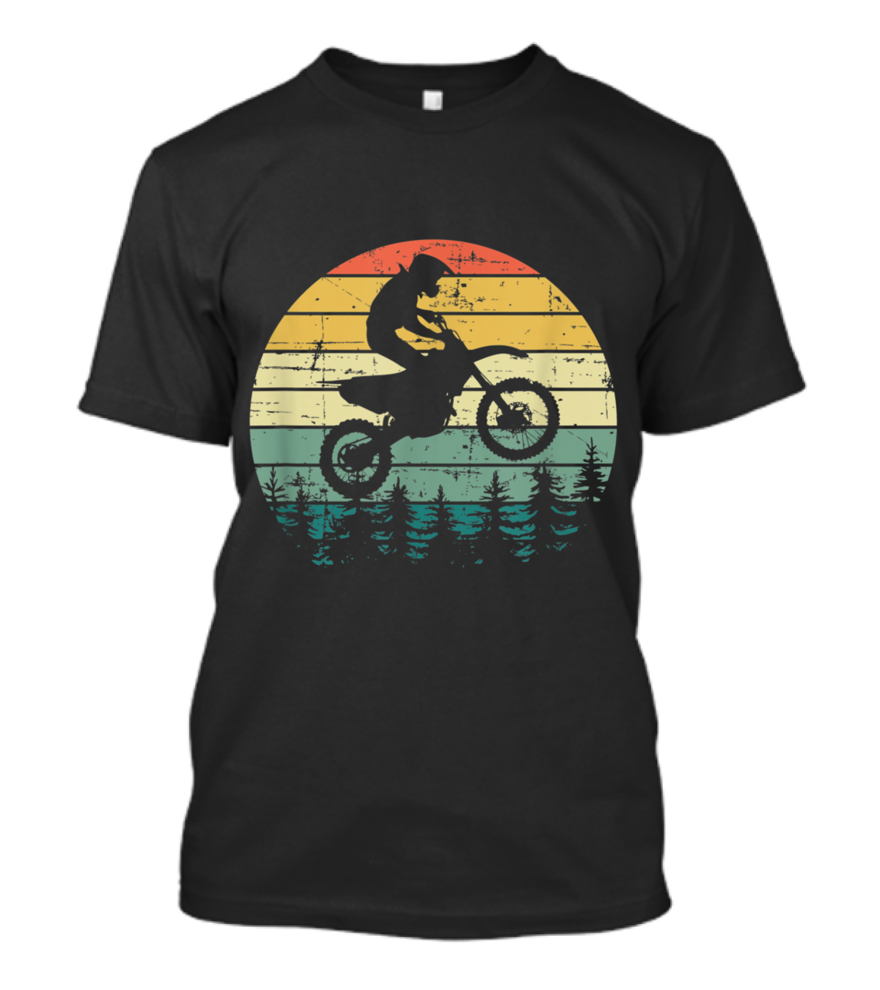 Vintage Motocross Sunset Forest Dirt Bike Adventure T-Shirt