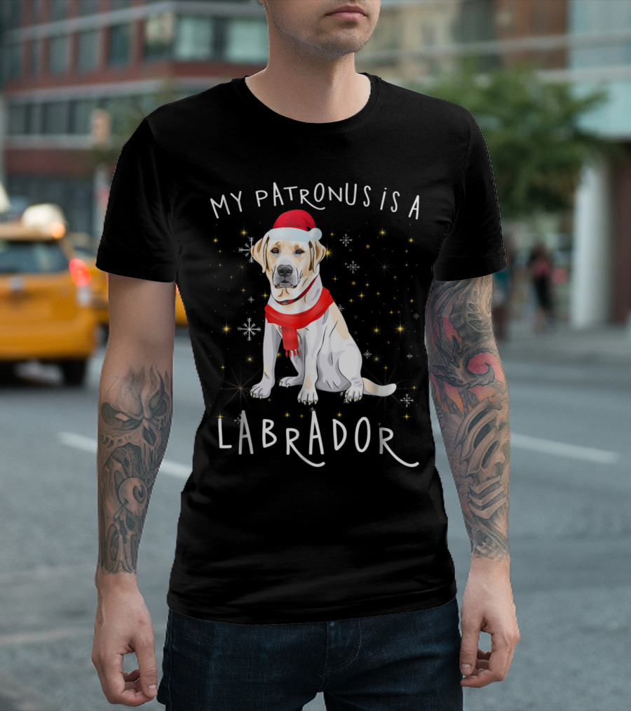 My Patronus Is a Labrador with Santa Hat and Scarf T-Shirt