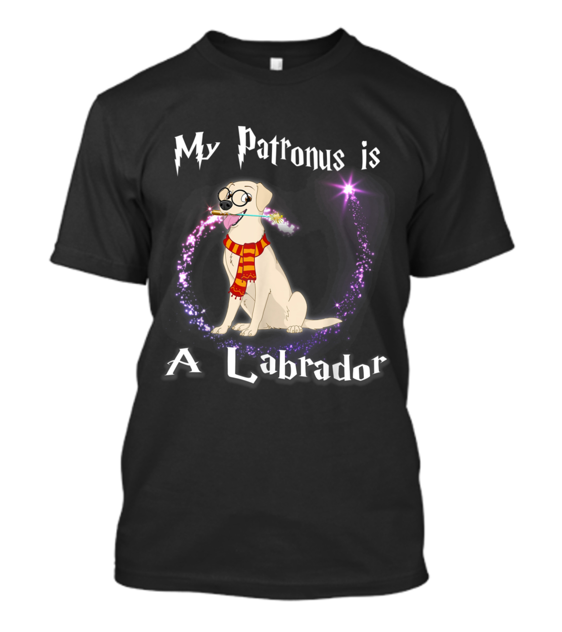 My Patronus Is A Labrador Dog Lovers With Wizard Scarf And Wand T-Shirt