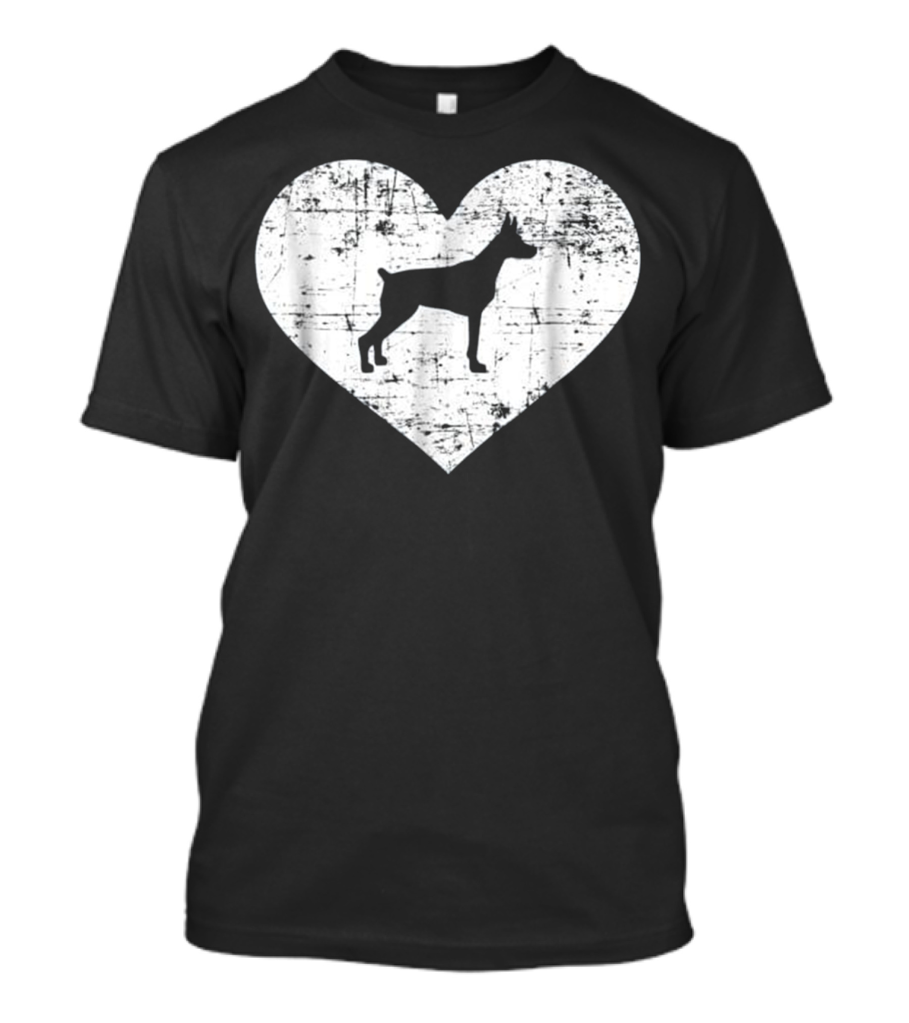 Doberman Heart Silhouette Grunge T-Shirt