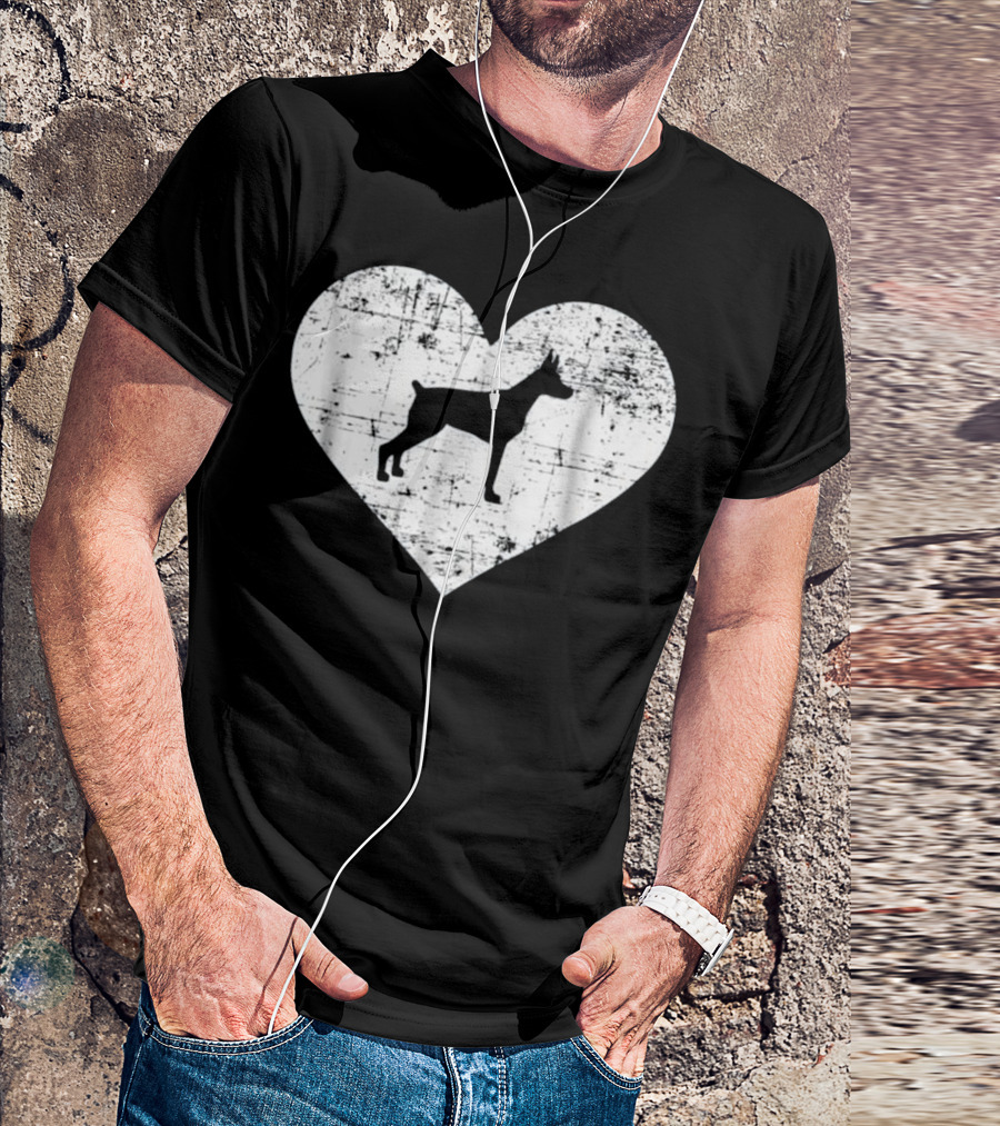 Doberman Heart Silhouette Grunge T-Shirt