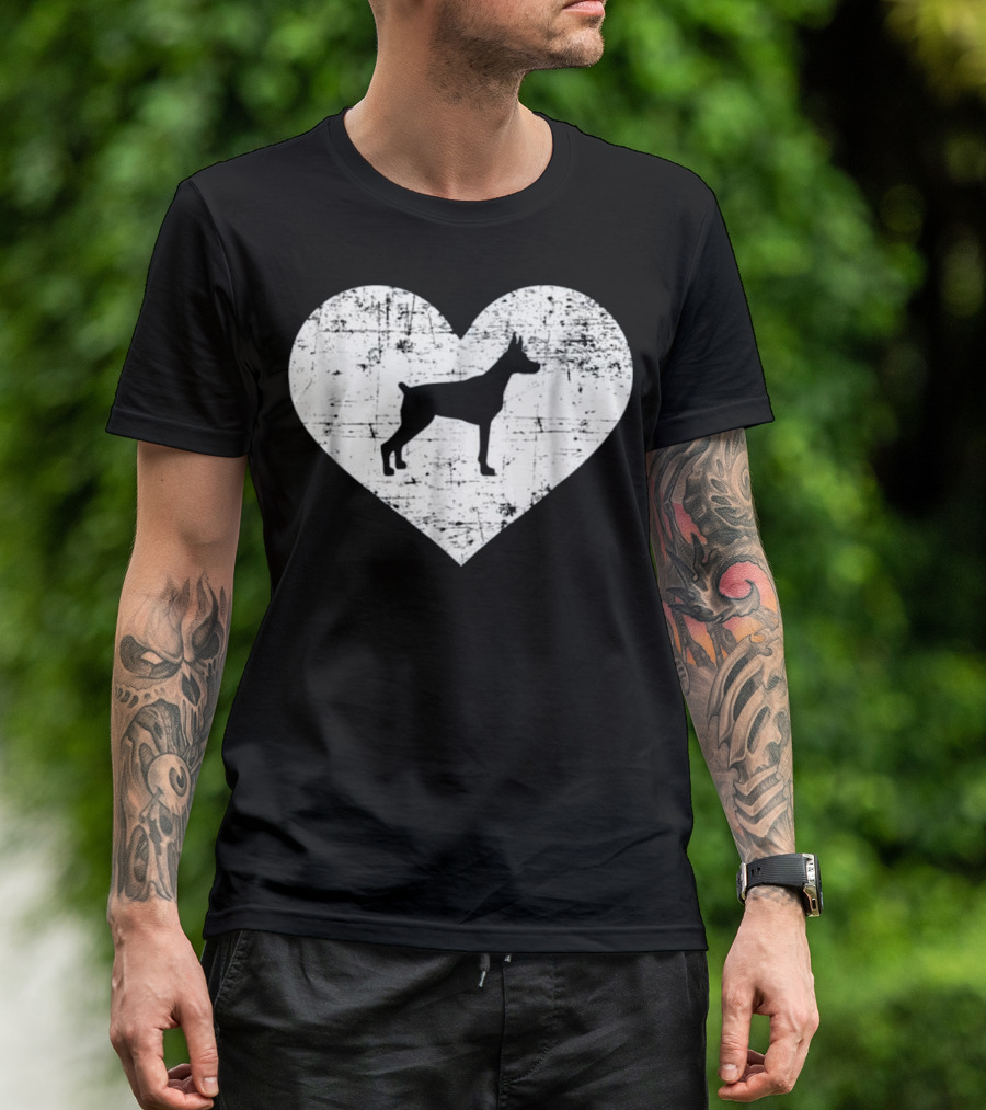 Doberman Heart Silhouette Grunge T-Shirt