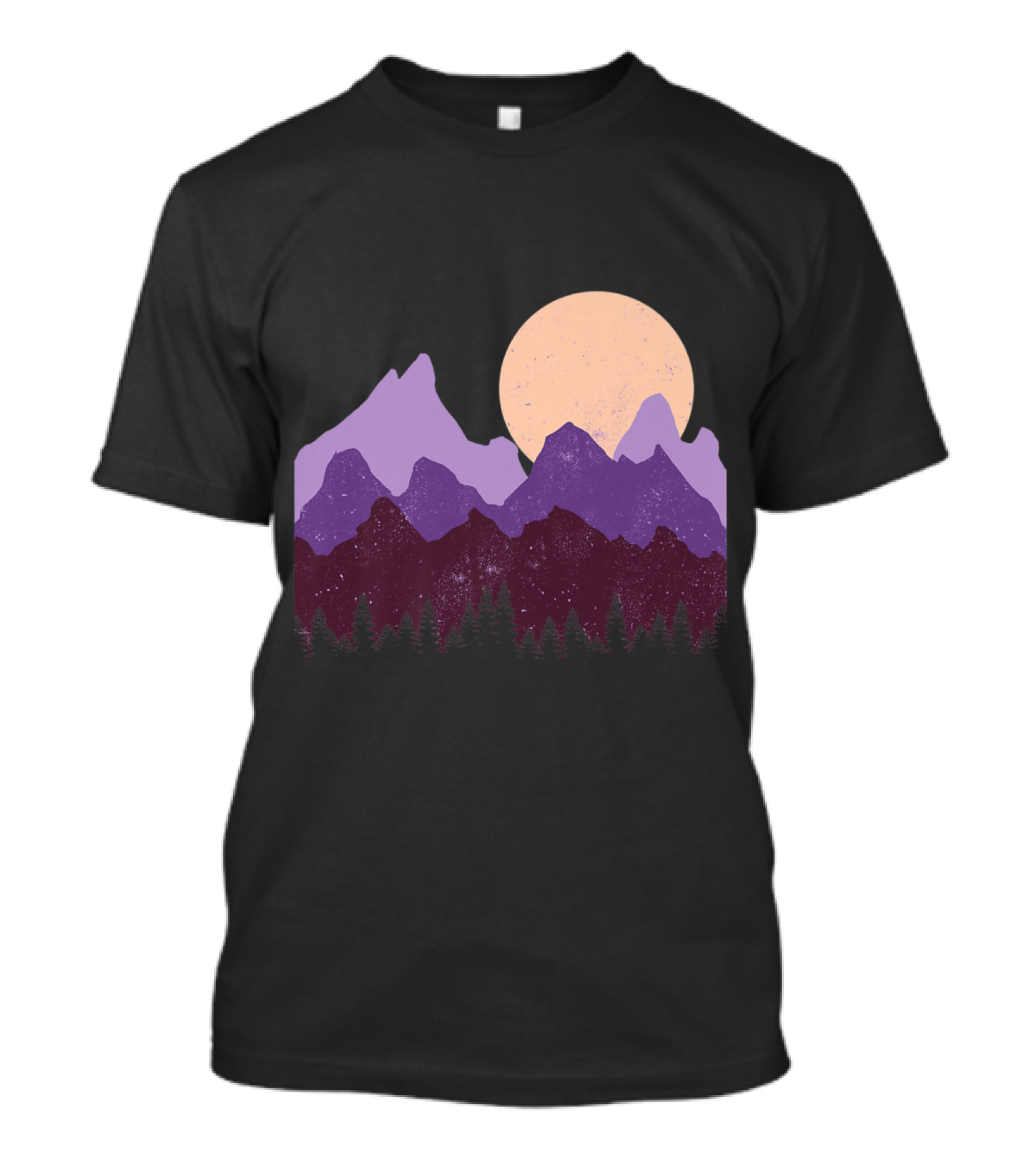 Vintage Purple Mountain Forest Sunset T-Shirt