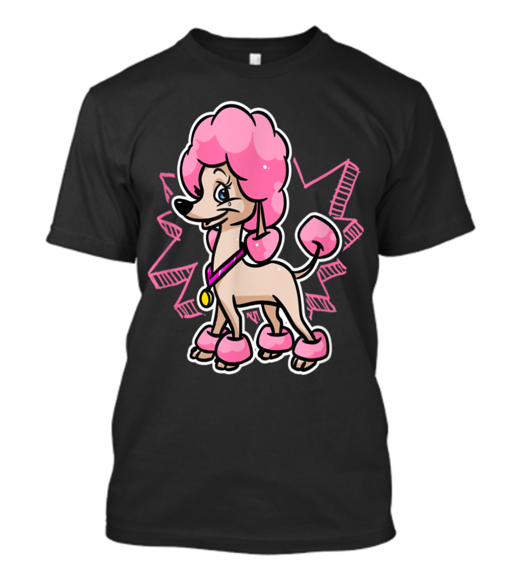 Poodle Dog Cartoon Pink Prize Medal T-Shirt