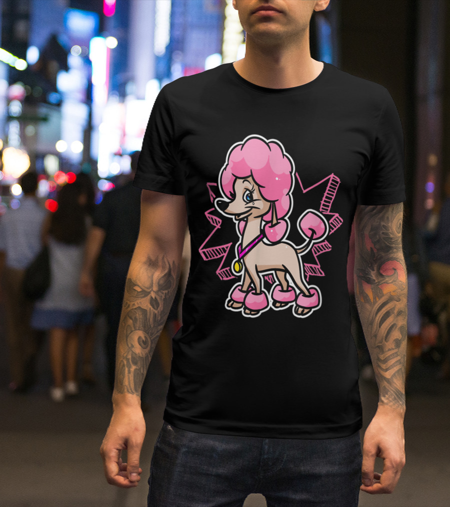 Poodle Dog Cartoon Pink Prize Medal T-Shirt
