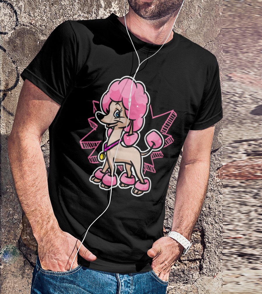 Poodle Dog Cartoon Pink Prize Medal T-Shirt