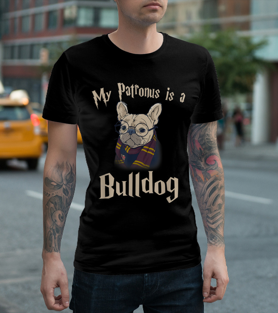 My Patronus Is A Bulldog Wizard With Glasses And Scarf T-Shirt