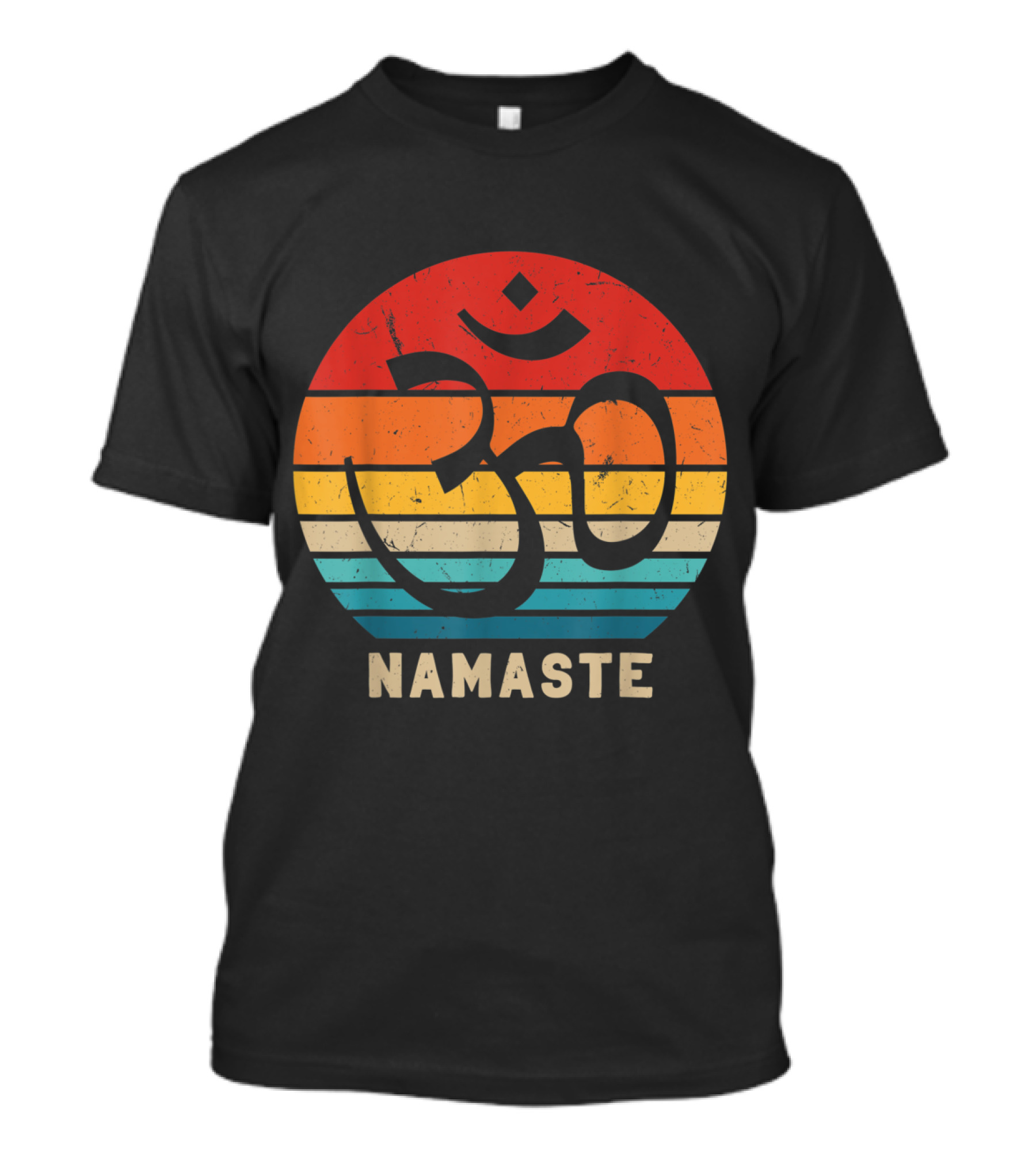 Namaste Om Symbol Retro Sunset Yoga Zen Vintage T-Shirt
