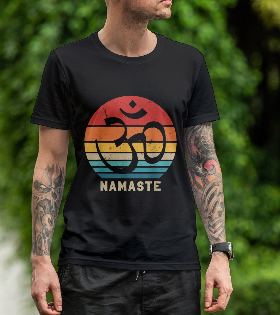 Namaste Om Symbol Retro Sunset Yoga Zen Vintage T-Shirt