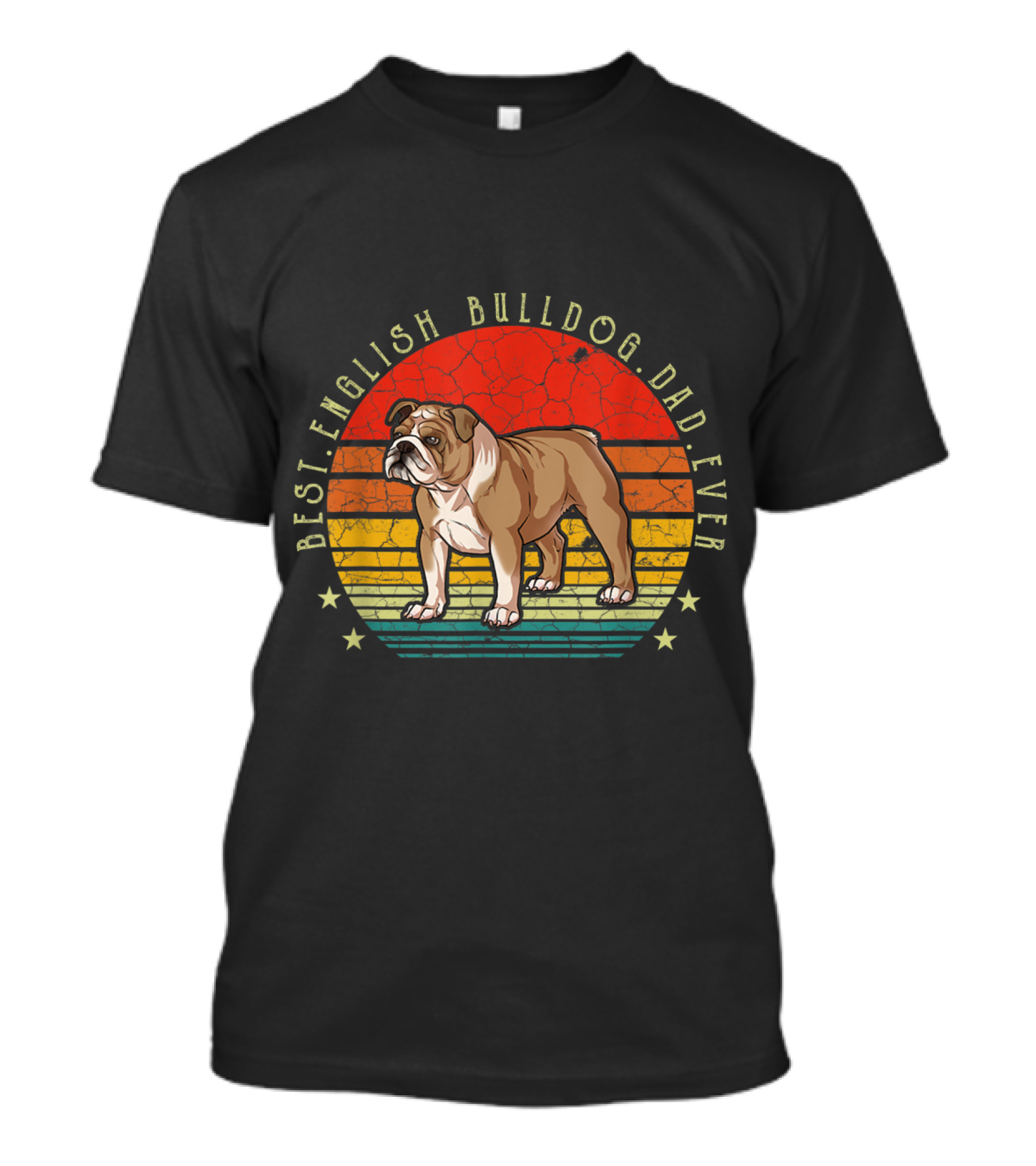 Best English Bulldog Dad Ever Vintage Style With Stars And Stripes Iconic T-Shirt
