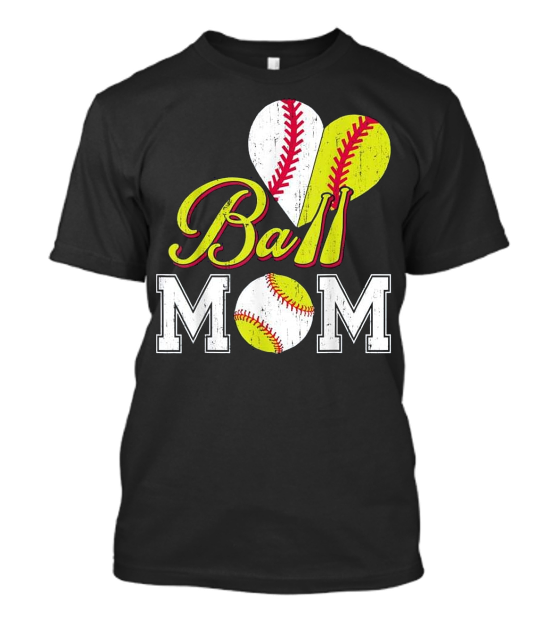 Ball Mom Heart Baseball Softball T-Shirt