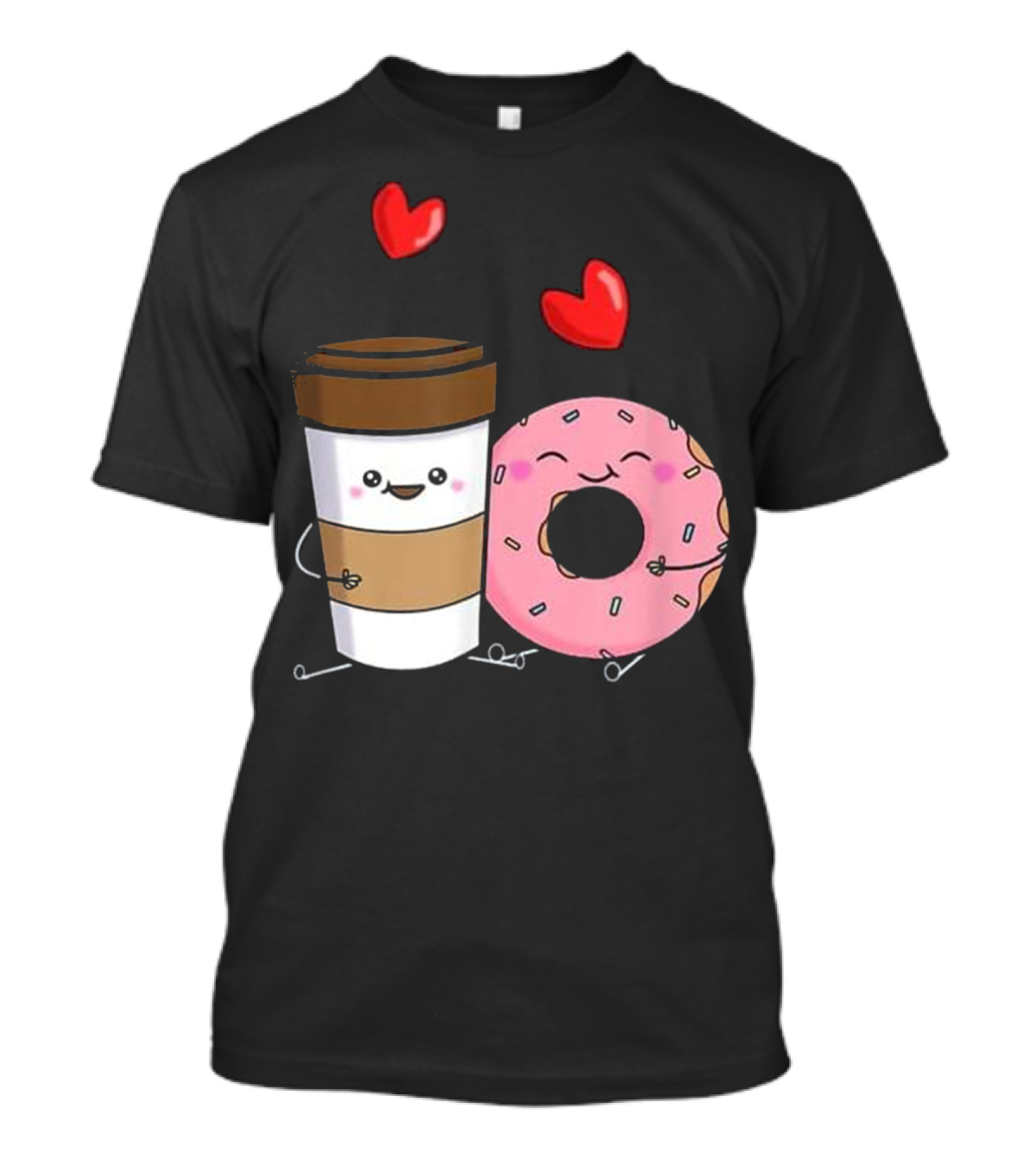 Coffee And Donuts Cute Kawaii Happy Friends T-Shirt