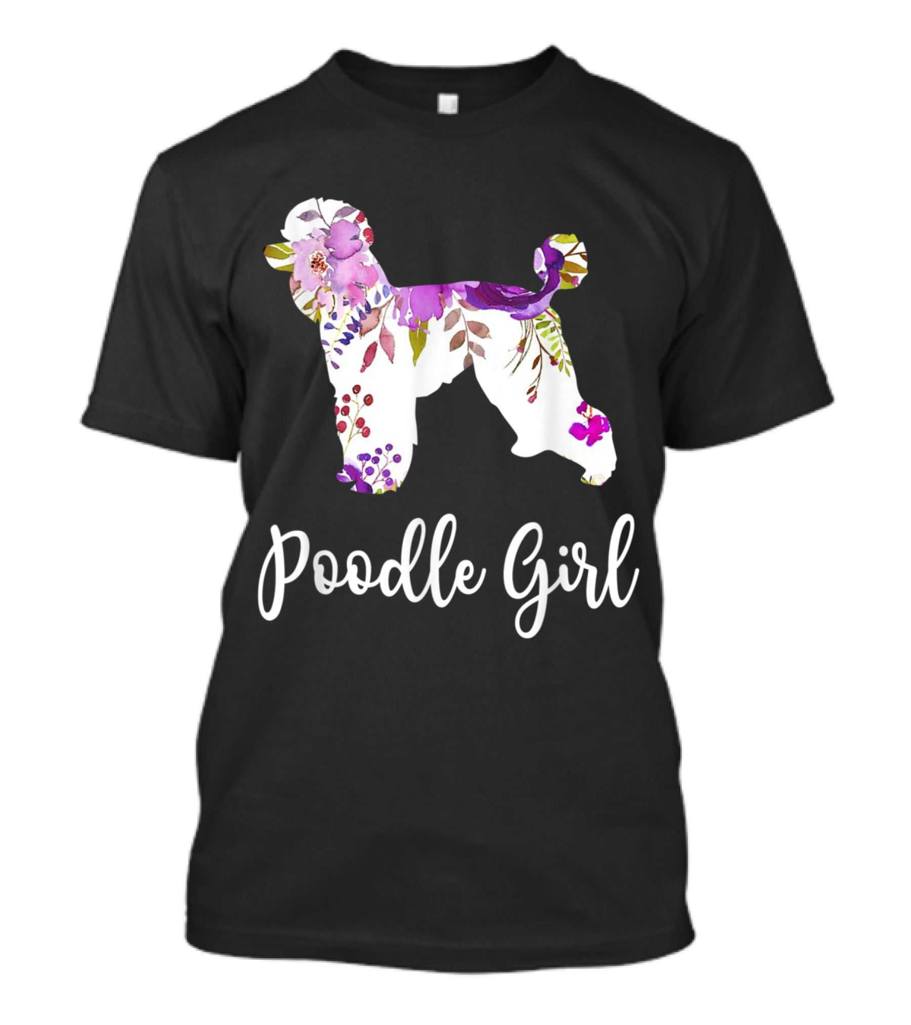 Poodle Girl Floral Pattern Funny Poodle Dog T-Shirt
