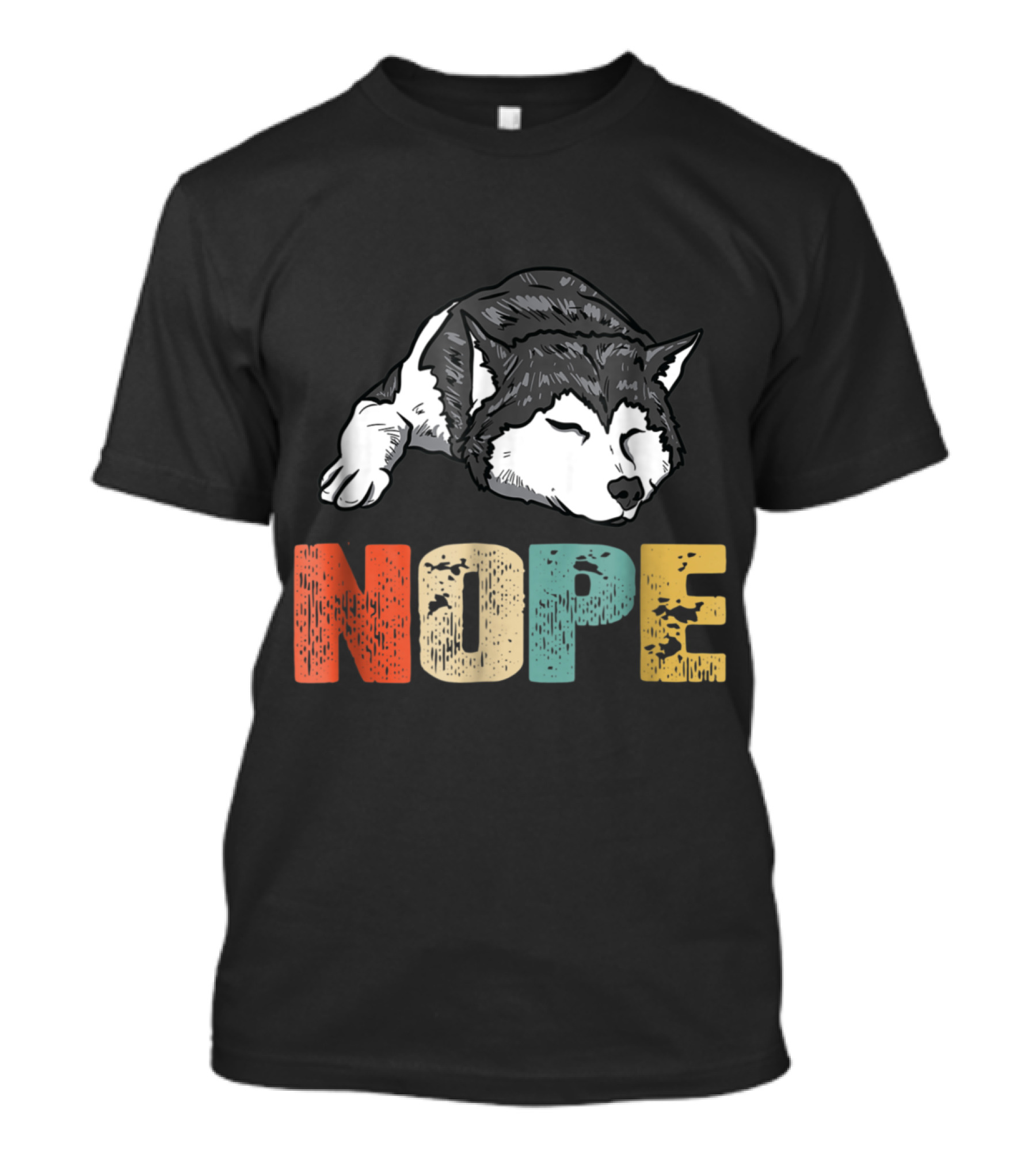 Vintage Nope Sleeping Siberian Husky Funny T-Shirt