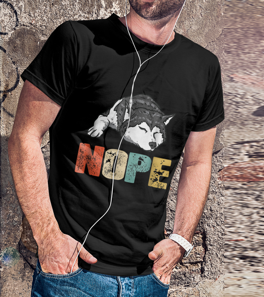 Vintage Nope Sleeping Siberian Husky Funny T-Shirt
