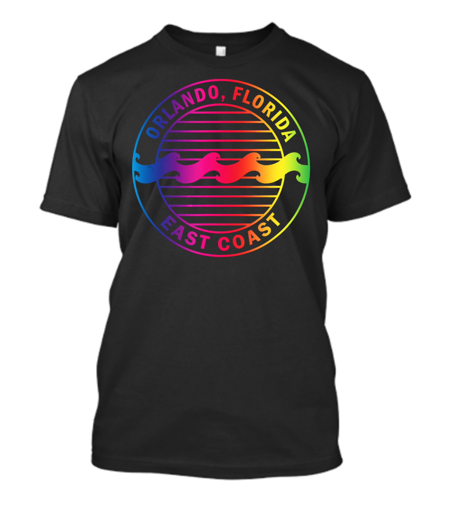Orlando Florida East Coast Gradient Waves Circle T-Shirt