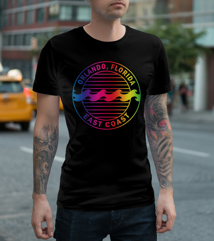 Orlando Florida East Coast Gradient Waves Circle T-Shirt
