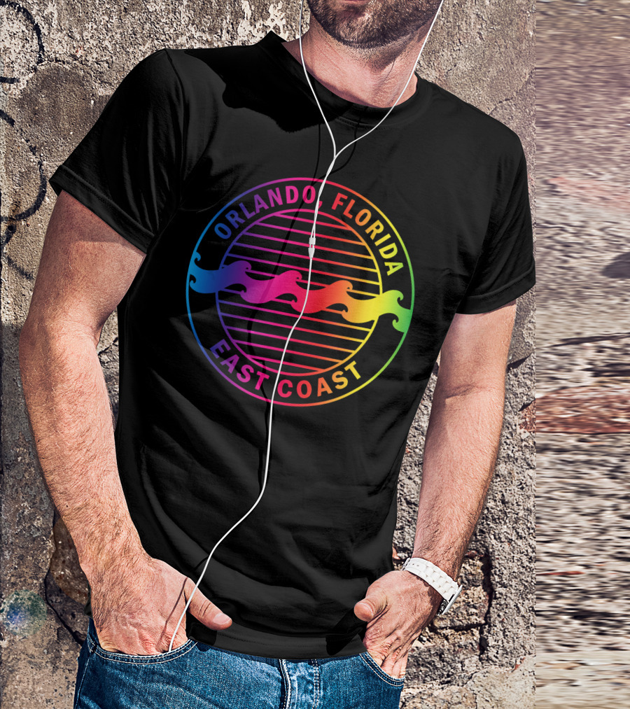 Orlando Florida East Coast Gradient Waves Circle T-Shirt