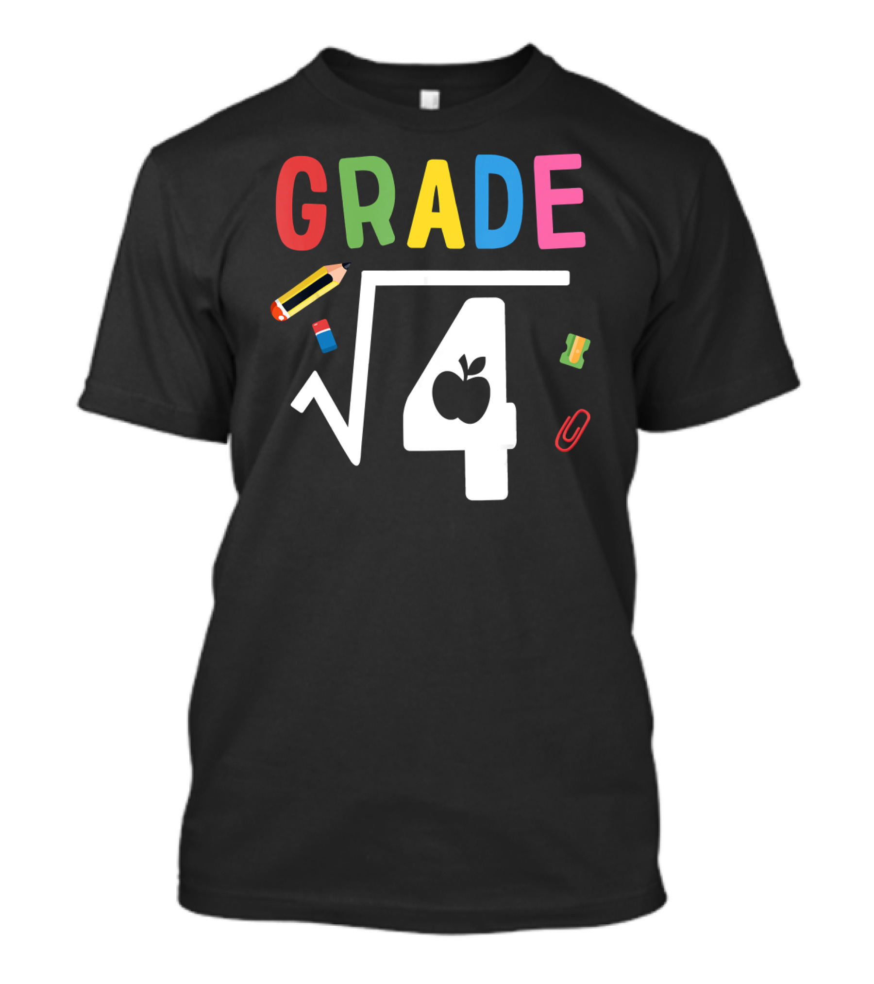 GRADE Square Root 4 With School Supplies T-Shirt