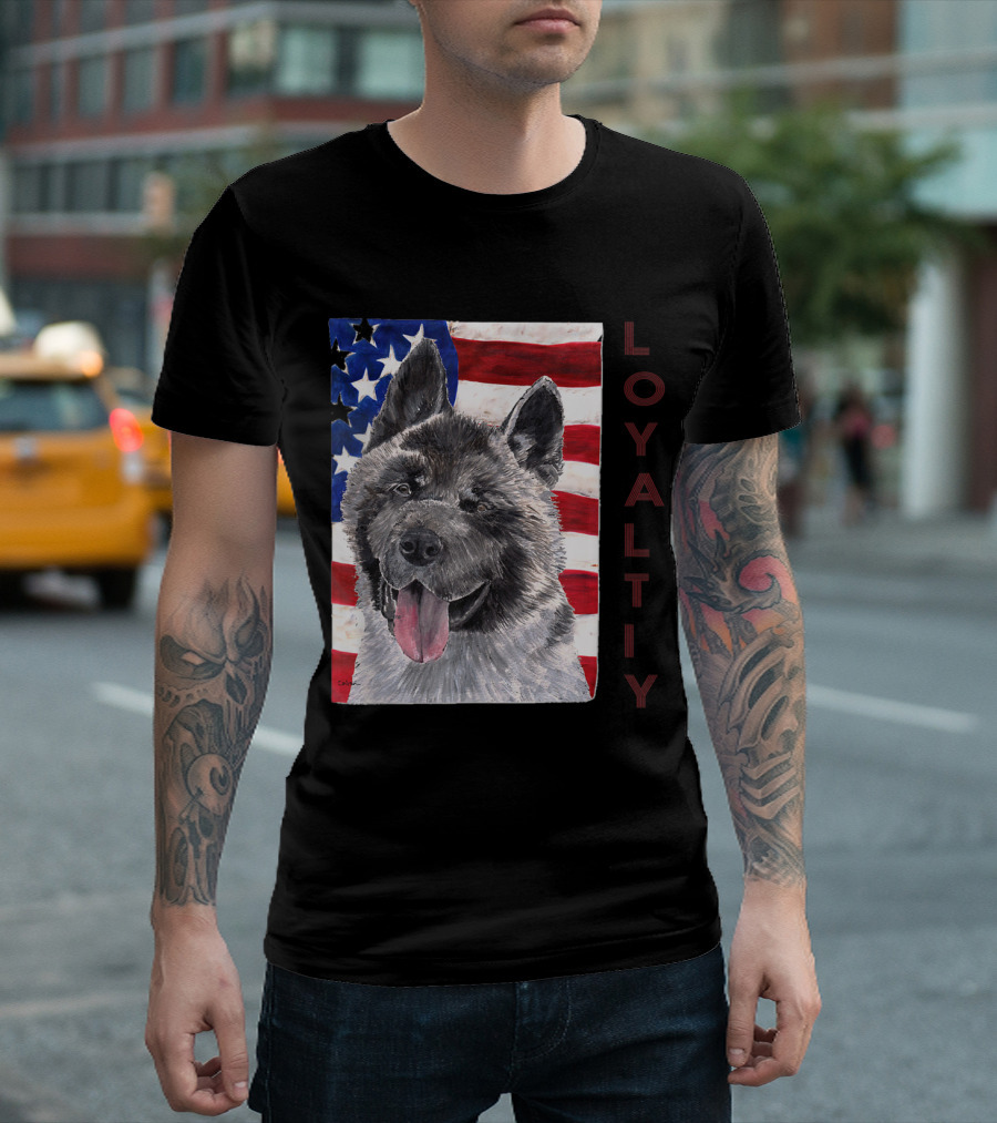 Vintage Patriot Akita American Flag Loyalty T-Shirt