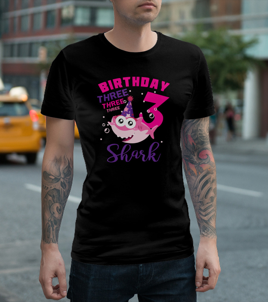 Birthday Three 3 Shark T-Shirt