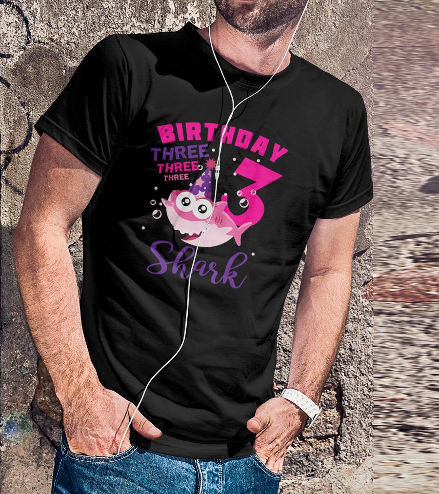 Birthday Three 3 Shark T-Shirt