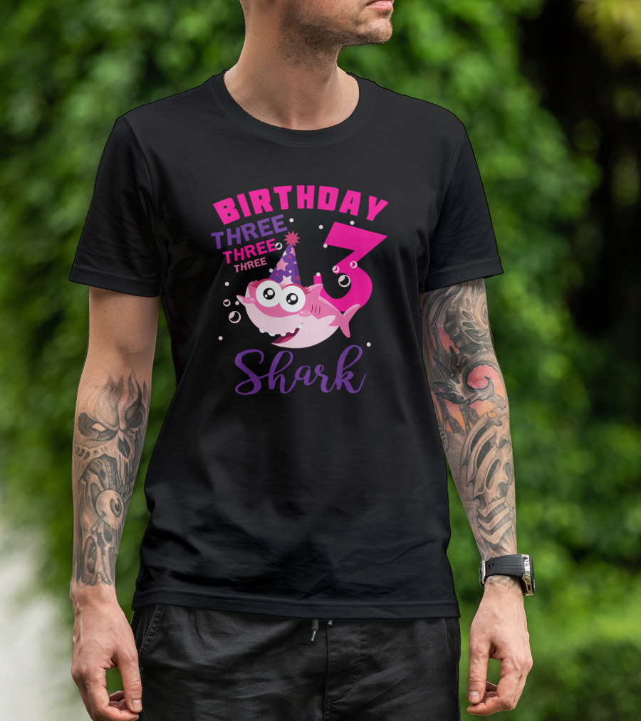 Birthday Three 3 Shark T-Shirt