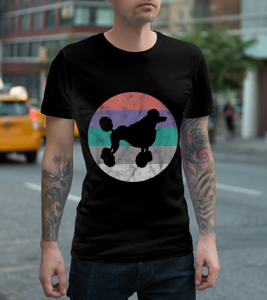 Poodle Owner Retro Pride Stripes Circle T-Shirt