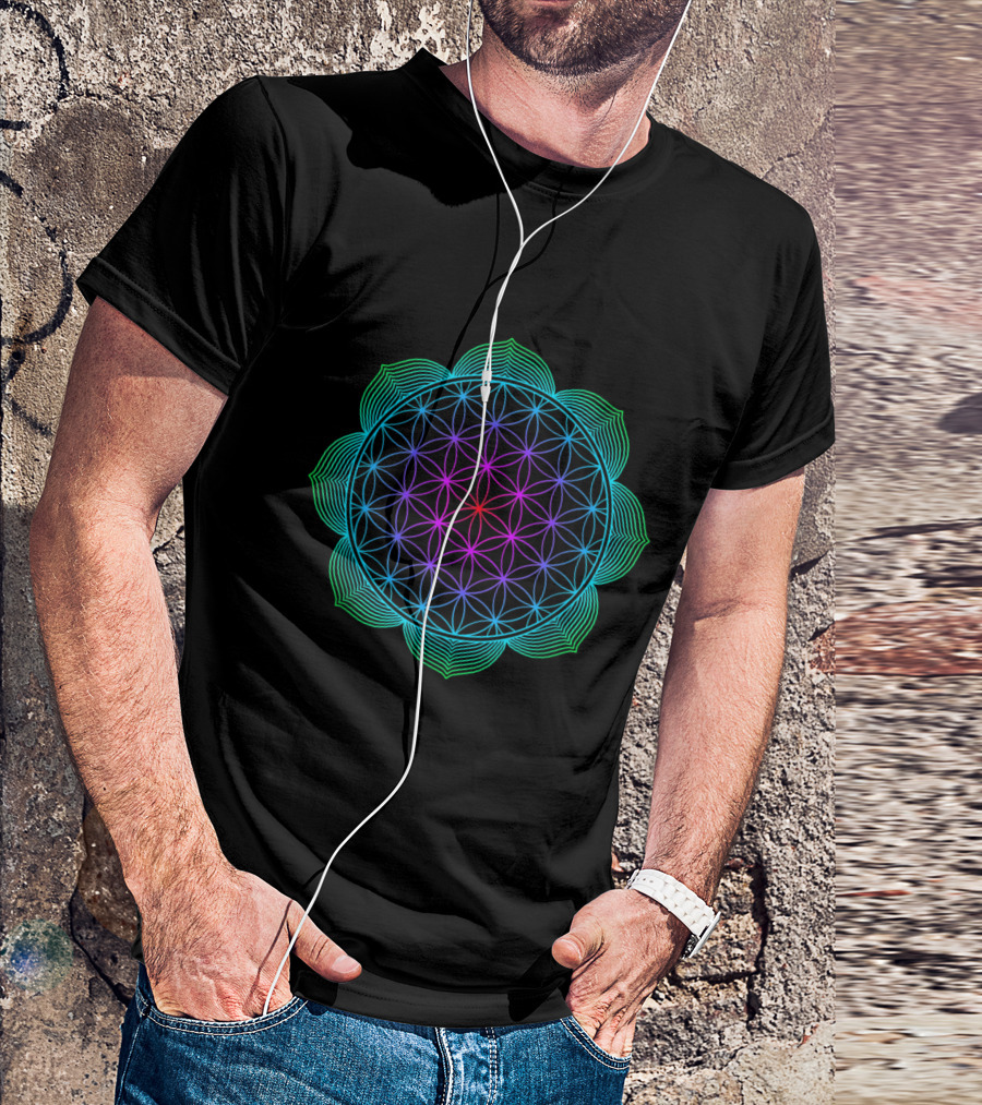 Sacred Geometry Flower Of Life Mandala T-Shirt
