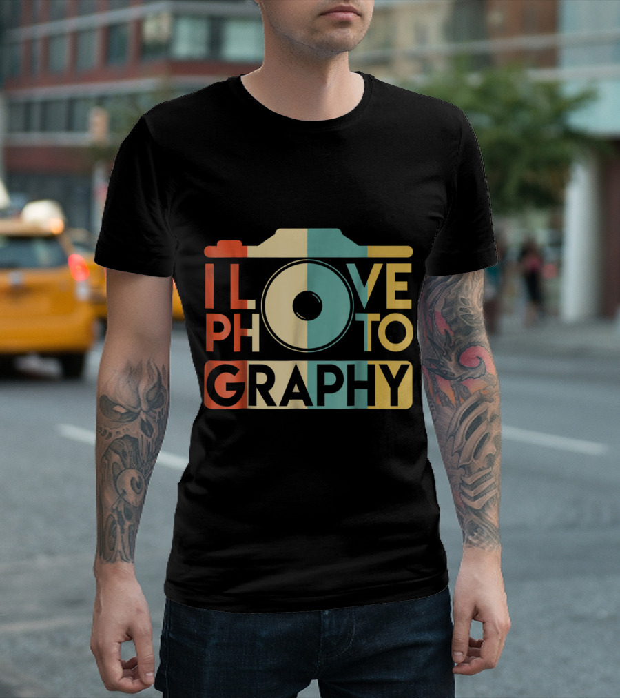 I Love Photography Camera Icon Vintage Photographer T-Shirt