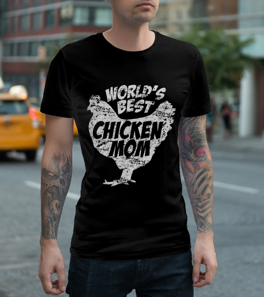 World's Best Chicken Mom Funny Farm Chicken Shape T-Shirt